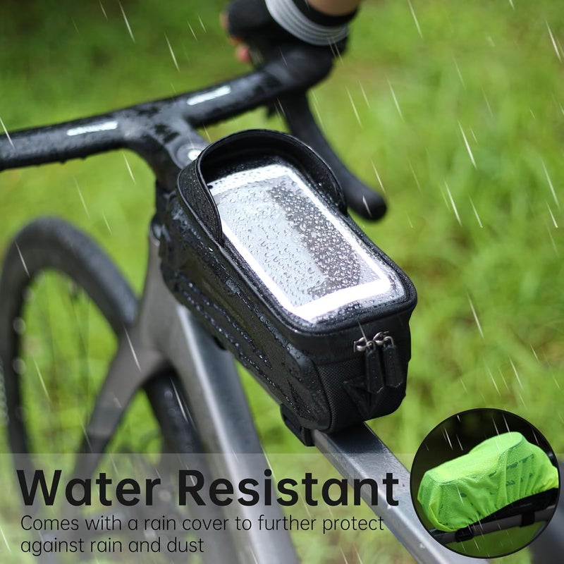 Zyxformis Bike Bag, Bike Accessories with Sun-Visor, Waterproof Bike Phone Holder with TPU Sensitive Touch Screen, Bicycle Top Tube Front Frame Bag Handlebar Bag with Rain Cover - Image 3